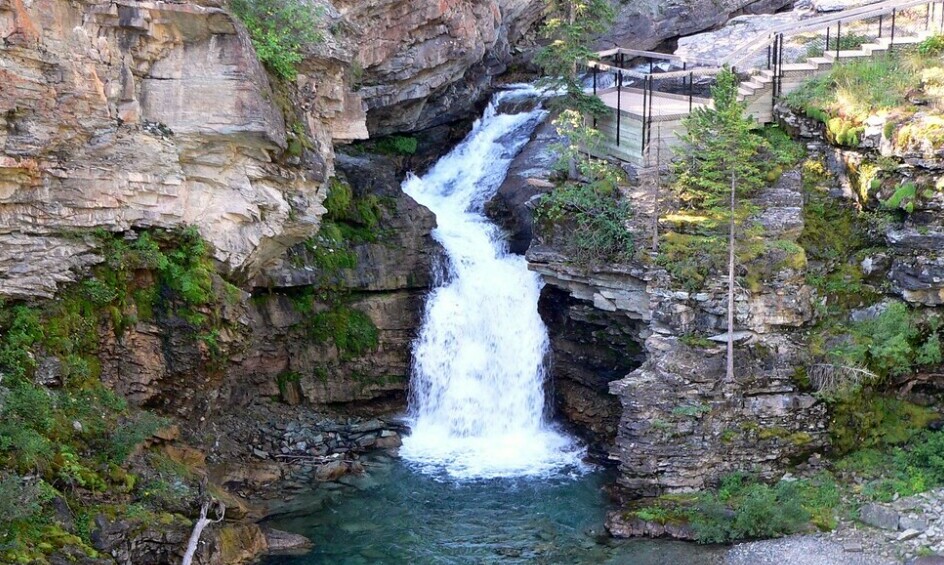 Blakiston Falls and trail at Waterton